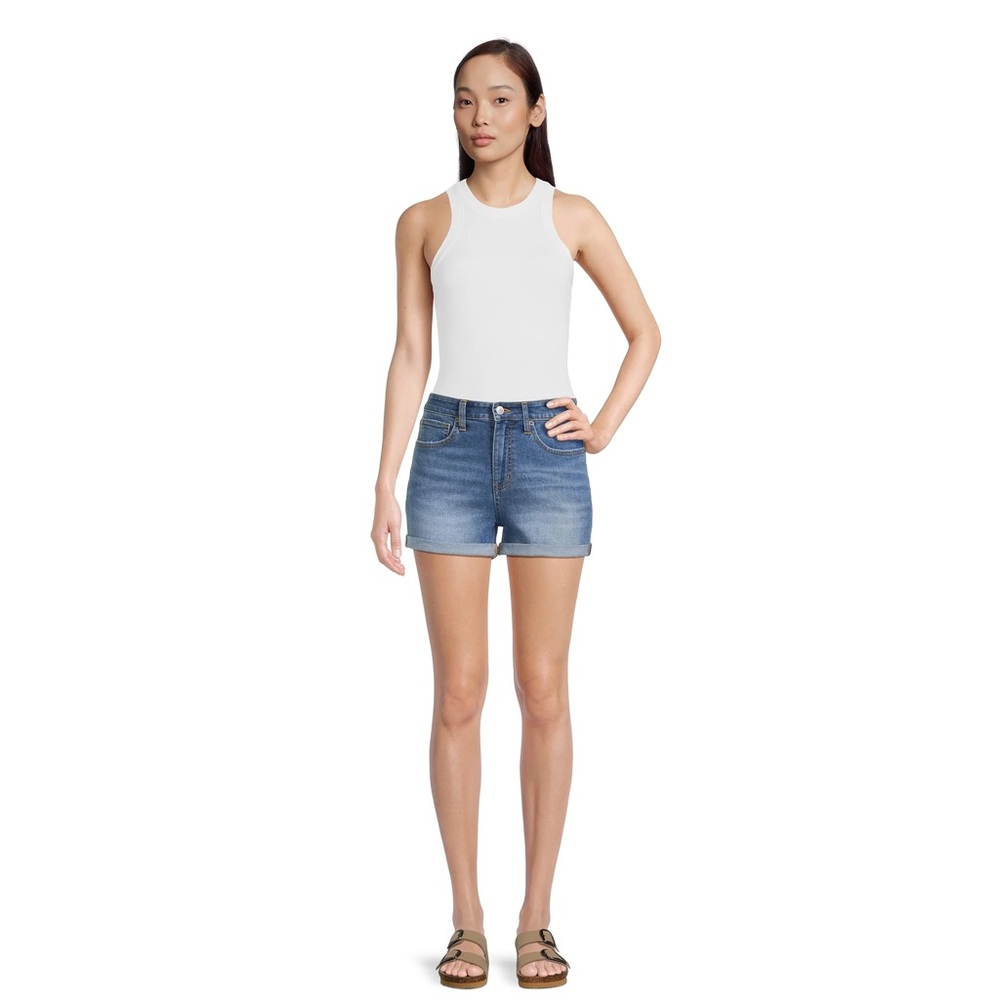 No Boundaries Junior's High Rise Denim Shorts, 3” Inseam